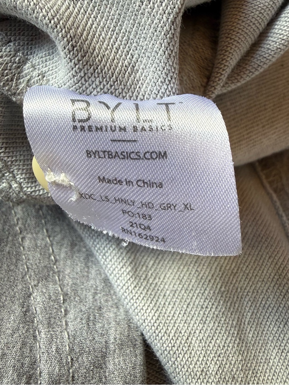 BYLT Basics Drop-Cut: LUX Hooded Henley Heather Grey XL - Picture 4 of 9